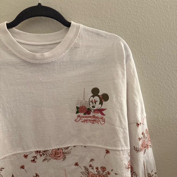 Disney Floral Mickey Mouse Shirt - White and Pink Epcot Paris - Picture 2 of 7